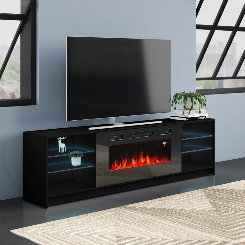 Orren Ellis Chesler TV Stand for TVs up to 90" with Electric Fireplace